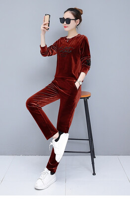 

Womens 2018 spring&autumn new round collar cover head fashionable leisure womens sweater two-piece set