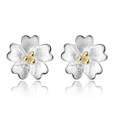 

Flower Earrings For Women Elegant Female Fashion Bride Party Jewelry Anniversary Gift Silver Color K36
