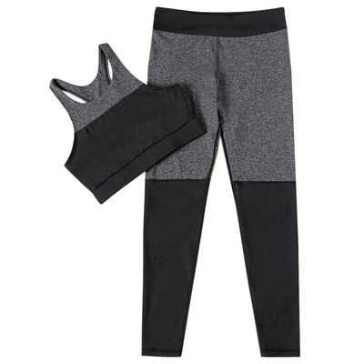 

Round Collar Sleeveless Color Blocking Cut Out Women Yoga Sports Suit