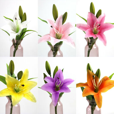 

1pc 3 Heads Artificial Silk Touch Lily Flower Wedding Home Bridal Calla Decor