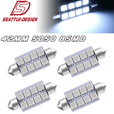 

4x 7000K White 42MM Festoon 8SMD LED Dome Door Map Interior Light Bulb 578 212-2