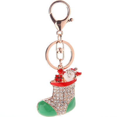 

Christmas Key Pendant Mini Christmas Shoes Mobile Pendant with Rhinestone Alloy Keychain