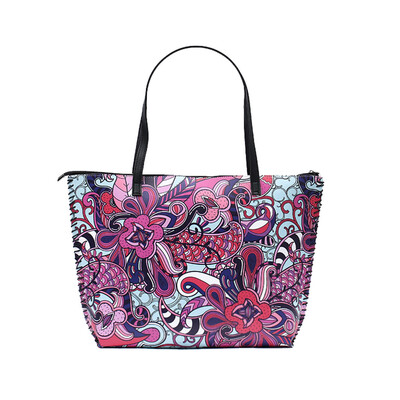 

Women National Handbag Shoulder PU Leather Shopping Bags Mummy Bag Vintage Ethnic Flower Printing Tote Sac Femme Bolsos T3G
