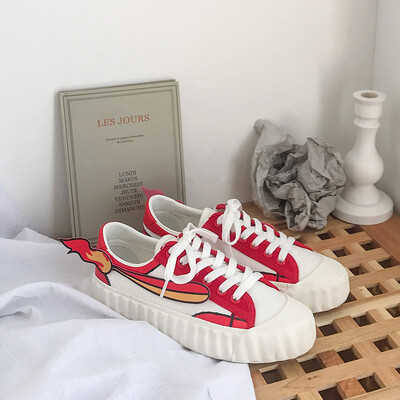 

Canvas womens shoes autumn elegant style ulzzang Korean version of students 100 build Xiaobai 2019 new autumn celebrity fashion s