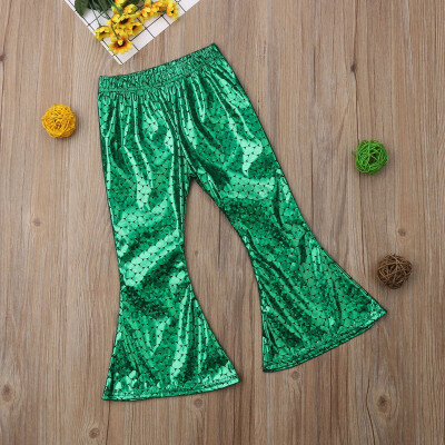 

Kids Girls Shiny Mermaid Leggings Metallic Fish Scale Pants Fancy Dress Party