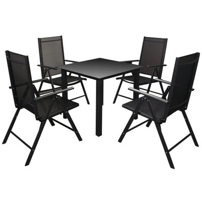 

5 Piece Outdoor Dining Set with Folding Chairs Aluminium Black