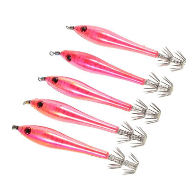 

5pcs 105cm55g Noctilucent Fishing Lures Catch Sea Fishing Squid Lures Hard Bait Shrimp Prawn Fishing Tackle with Squid Hook Jig