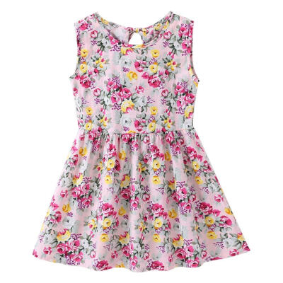 

Kids Girls Sleeveless Flower Print Dress Cotton Princess Summer Dresses