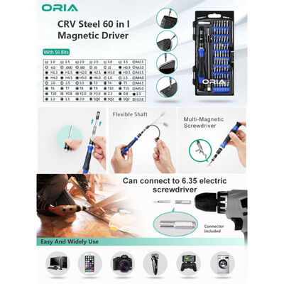 

Blue 58 In 1 Precision Screwdriver Cell Phone Repair Tool Set For IPhone Laptop