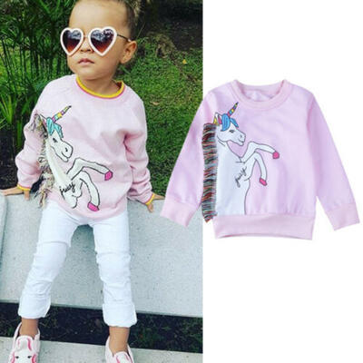 

Infant Baby Girls Unicorn Sweatshirt Toddler Kids Hoodies Pullover Jumper Top