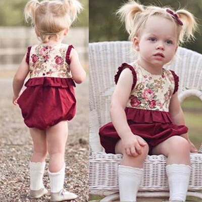 

Toddlers Infant Baby Kids Sleeveless Floral Romper Sister Matching Outfits