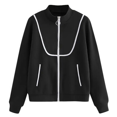 

Toponeto Womens Casual Long Sleeve Collision Strip Long Sleeve Pure Outwear