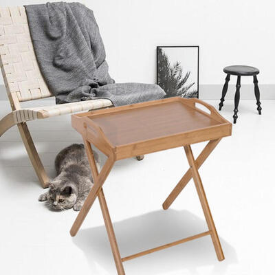 

Portable Folding TV Tray Table Desk Serving BreakfastBamboo