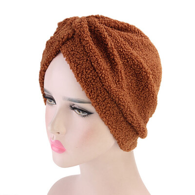 

Tailored Women Warm Fluffy Winter Solid Hat Turban Brim Hat Cap Pile Cap
