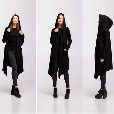 

Men Women Cardigan Hooded Cloak Cape Coat Long Jacket Trench Outwear Overcoat