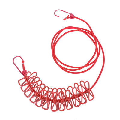 

17m Portable Outdoor Windproof Clothesline with 12 Clamp Clips Travel Rope