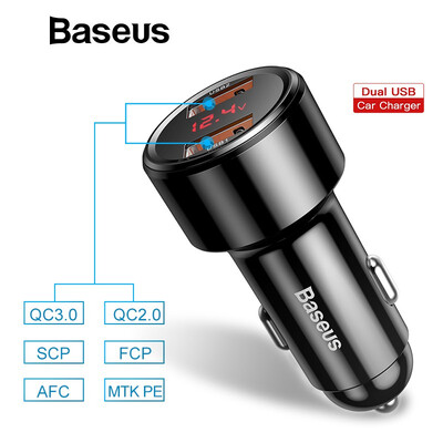 

Baseus Quick Charge 40 30 Car Charger For Xiaomi Mi 9 Redmi Note 7 Pro 45W PD Fast Phone Charger in car AFC SCP For Huawei P30