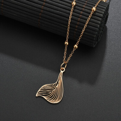 

Necklace Earrings Set Simple Women Fashion Jewelry Hollow Flower Fish Gold And Silver Necklace Pendant Alloy Set Wedding Jewelry