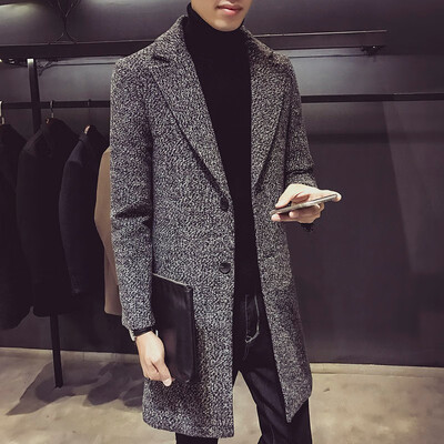 

ZHUO DENG NU Mens Medium Long Trench Coat Korean Edition Loose