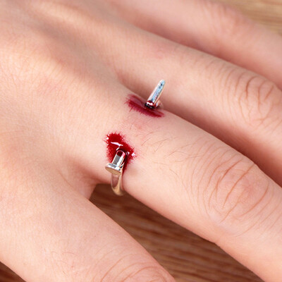 

Personalized Halloween Cosplay Nail Blood Finger Ring Open Rings Simple Punk Silver Plated Ring