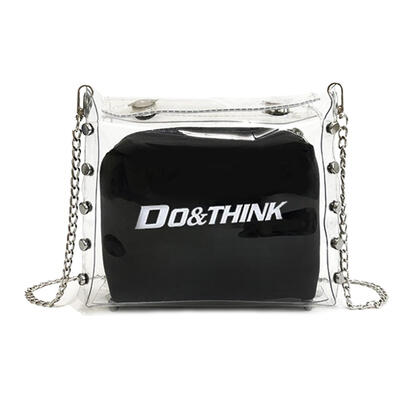

Letter Print Transparent Shoulder Handbags PVC Women Chain Crossbody Bags