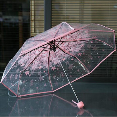 

Siaonvr Transparent Clear Umbrella Cherry Blossom Mushroom Apollo Sakura Umbrella Blue