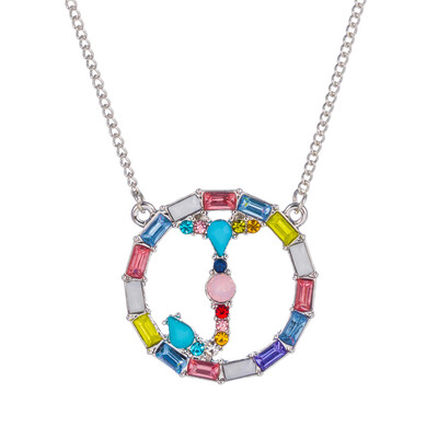 

Letter Fashion Multi-color Zircon Charm Circle Pendant Necklace Necklaces Birthday Jewelry Christmas Gifts