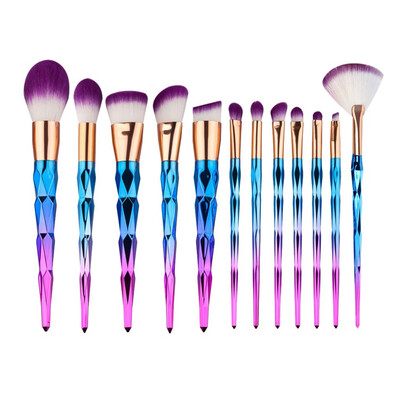 

Gobestart 12 Pcs Diamond Color Purple Hair Foundation Brush Makeup Brush Set