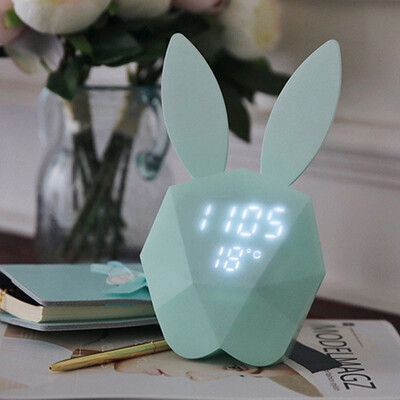 

Gobestart Rabbit Model Alarm Clock Intelligent Voice Control USB Charging Small Light BU