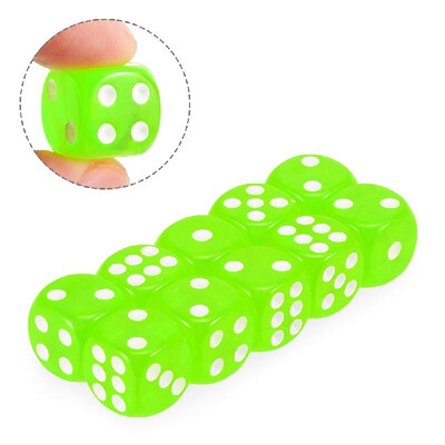 

10 PCS 14MM Transparent Dice Acrylic Gambling Game Playing Square Corner Dice Set