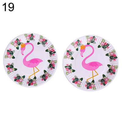 

Flamingo Paper Cup Plate Napkin Spoon Fork Box Banner Birthday Party Tableware