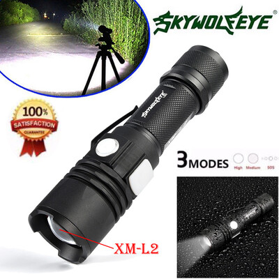 

Saidsome New L2 LED USB Charging Rechargeable Flashlight Torch Zoom Lamp Light flashlight lamp