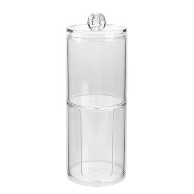 

Two-Layer Plastic Portable Round Container Cotton Bud Storage Box Case