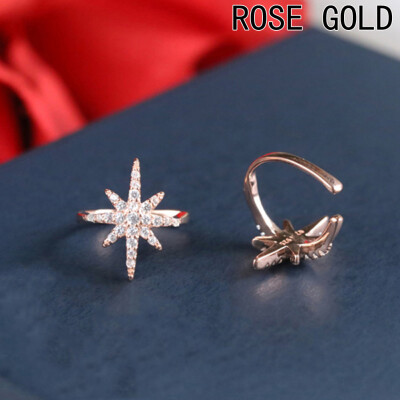 

New Hot Fashion Sweet Korea Silver Color Copper Star No Pierced Crystal Clip Earrings Ear Cuffs For Women