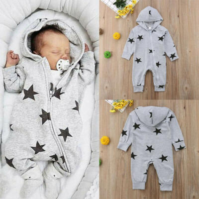 

Baby Boy Girl Warm Infant Romper Jumpsuit Bodysuit Hooded Clothes Sweater Outfit