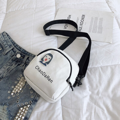 

Fashion cute casual Messenger bag female 2019 new simple wild shoulder bag personality letter canvas bag
