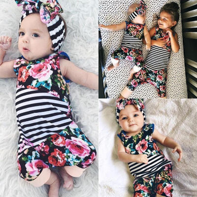 

Newborn Baby Girls Floral Romper Bodysuit Jumpsuit Outfits 2pcs Clothes Playsuit