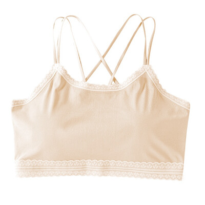 

Sexy Camisole Thread Bra One-Piece Underwear Lace Stitching Solid Color Sports Tube Top