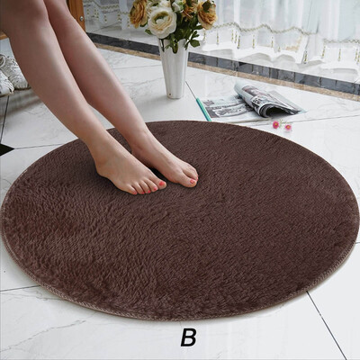 

Siaonvr 80cm Soft Coral Velvet Round Rug Anti-skid Doormat Carpet Bath Living Room Rug