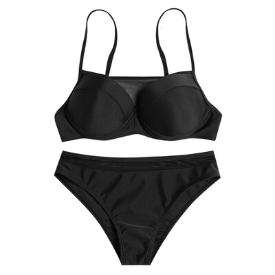 

Women Two-pieces Swimwear Sexy Backless Swimsuit Bikini Mesh Stitching Bathing Suit