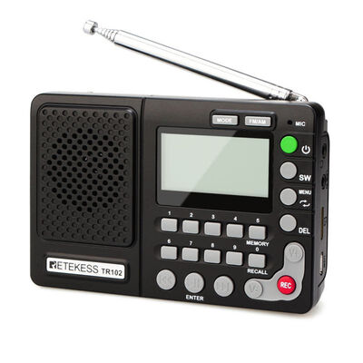 

Retekess TR102 Portable Radio FM AM SW World Band Receiver MP3 Player REC Recorder with Sleep Timer Black FM Radio Recorder