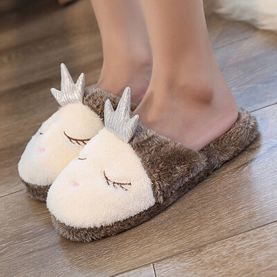 

Rose Indoor House Slipper Soft Plush Cotton Cute Shoe Non-Slip Home Furry Women Shoes