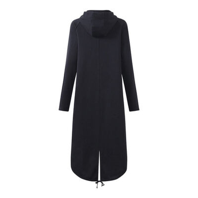 

Womens Long Sleeve Hooded Trench Coat 2018 Autumn Black Zipper Plus Size  Velvet Long Coat Women Overcoat