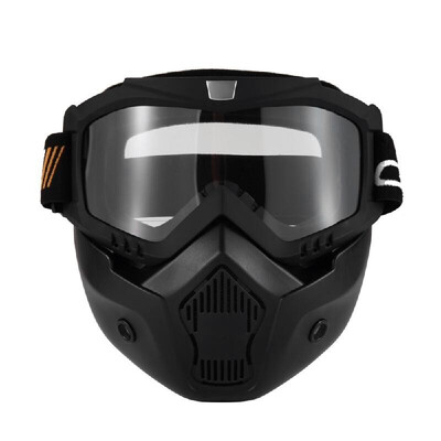

Mortorcycle Mask Detachable Goggles&Mouth Filter for Open Face Helmet Motocross Ski Snowboard