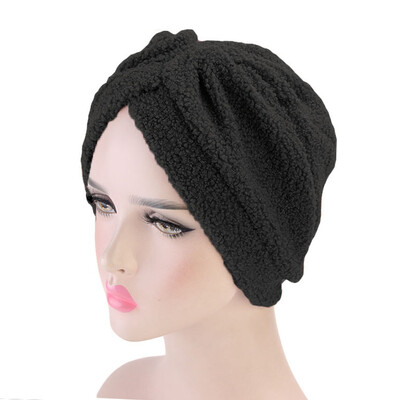 

Tailored Women Warm Fluffy Winter Solid Hat Turban Brim Hat Cap Pile Cap