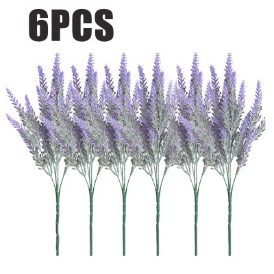 

6 Heads Artificial Lavender Flower Leaves Bouquet Home Wedding Garden Decor