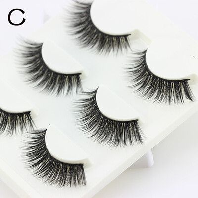 

〖Follure〗3 Pairs Thick Long Cross Party False Eyelashes Black Band Fake Eye Lashes