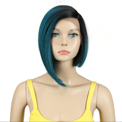 

Noble Wigs Straight Synthetic Lace Front Hair 12" Ombre 3 Color Lace Front Wig Cosplay Blonde Lace Front Wig