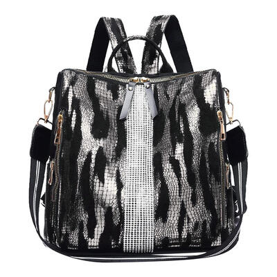 

Animal Print Travel Backpacks Women Oxford Cloth School Bags Mesh Knapsack