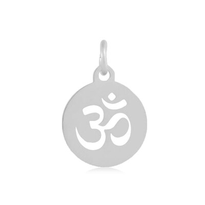 

304 Stainless Steel Pendants Flat Round with Ohm Stainless Steel Color 14x12x11mm Hole 3mm